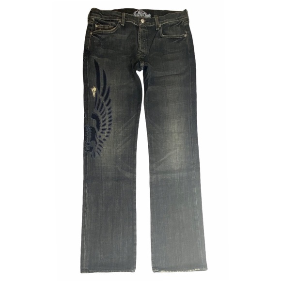 HTF: 7 For All Mankind® ☻︎ x Great China Wall Moto Skull Patch Standard Jeans ☻︎ - Picture 5 of 16